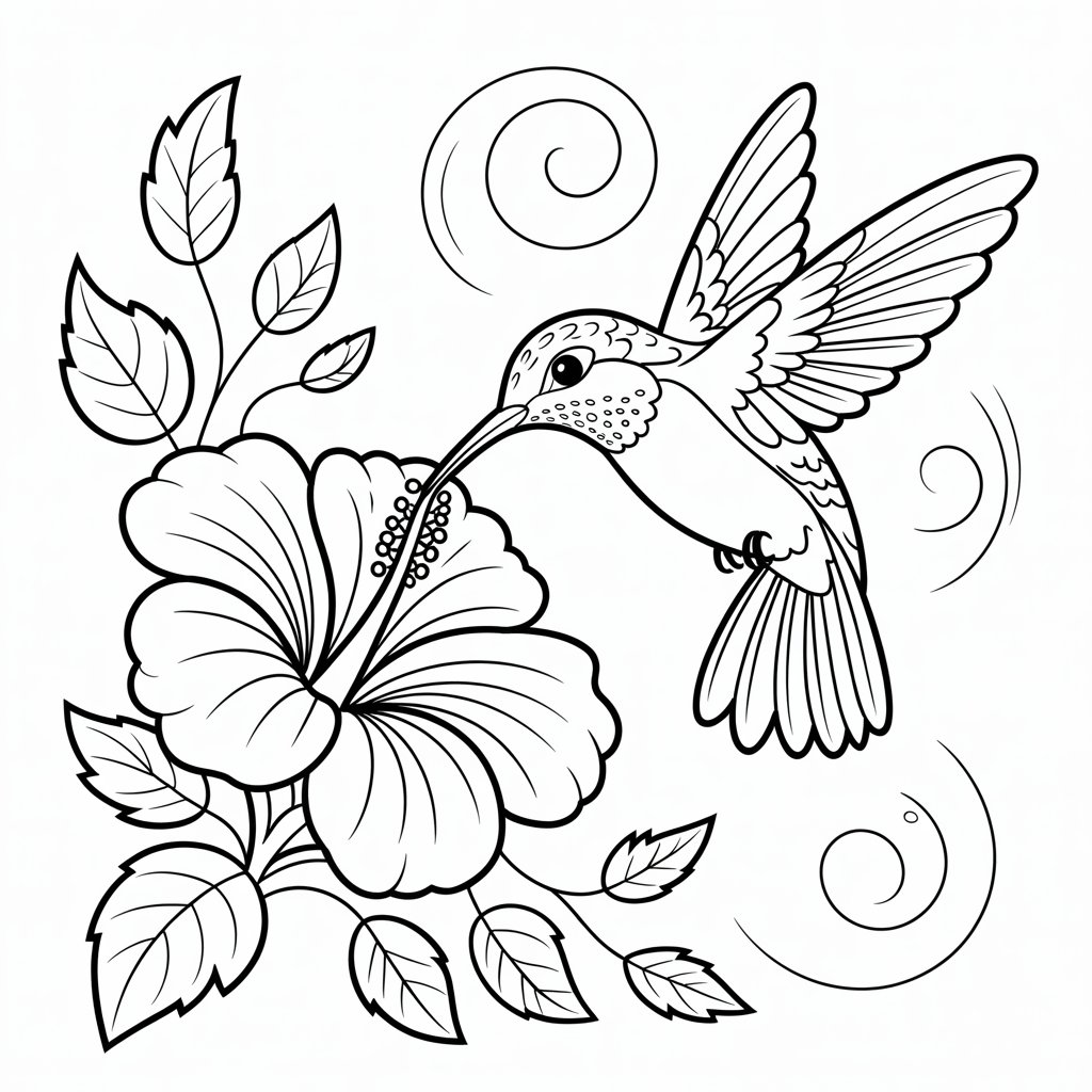 Mein erstes Buchprojekt 6 Kolibri mit Hibiskusblüte